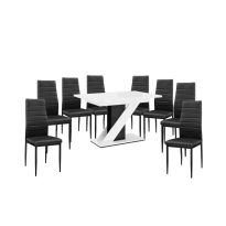   Maasix WGBS Magasfényű Fehér-Fekete 8 személyes étkezőszett Fekete Coleta székekkel