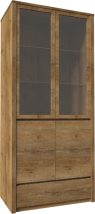   Montana W2D 2 vitrines ajtós kombinált szekrény  Sötéttölgy