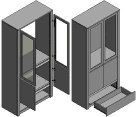 Montana W2D 2 vitrines ajtós kombinált szekrény  Sötétszürke