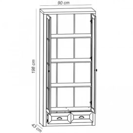 Provance W2S 2 ajtós vitrines szekrény 2 fiókkal  Sosna-Tölgy
