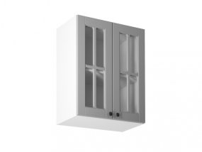   Linea G60S 2 vitrines ajtós felső konyhaszekrény  Fehér - Szürke