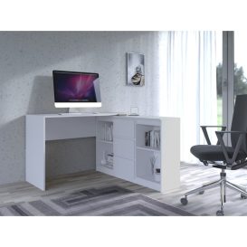 Nardin Plus Sarok számítógépasztal 3 fiókkal fehér