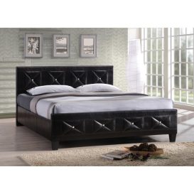 CARISA ágy + ágyrács, fekete textilbőr, 160x200