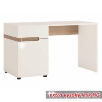   PC asztal, fehér extra magasfényű HG/tölgy sonoma sötét trufla, LYNATET TYP 80