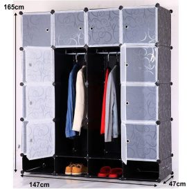 Moduláris szekrény szervező, fekete/tejfehér, RODAN TYP 2