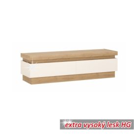 RTV asztal 01, tölgy riviéra/fehér extra magasfényű, LEONARDO