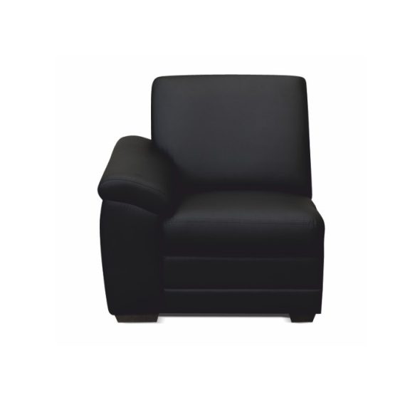 1-személyes kanapé támasztékkal, textilbőr fekete, balos,  BITER 1 1B