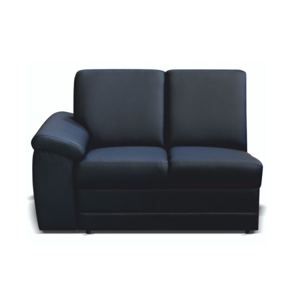 2-személyes kanapé támasztékkal, textilbőr fekete, balos, BITER 2 1B