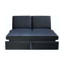   3-személyes kinyitható kanapé, textilbőr fekete, BITER 3 BB ZF