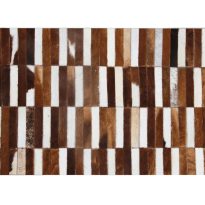   Luxus bőrszőnyeg, barna /fehér, patchwork, 201x300, bőr TIP 5