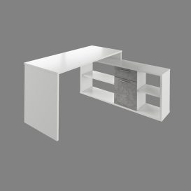 NOE Számítógépasztal fehér/beton