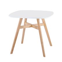   Étkezőasztal, fehér/természetes fa, 80x80 cm, DEJAN 2 NEW