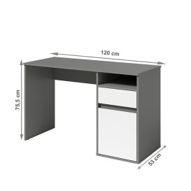 PC asztal, sötétszürke-grafit/fehér, BILI