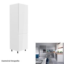   Szekrény a beépíthető hűtőhöz, fehér/szürke extra magasfényű, jobbos, AURORA D60ZL