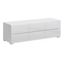 TV asztal 6S/140, fehér/fehér extra magyasfényű HG, JOLK