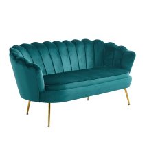   Luxus heverő, 3-as ülés, smaragd Velvet szövet/króm arany, Art-deco stílus, NOBLIN